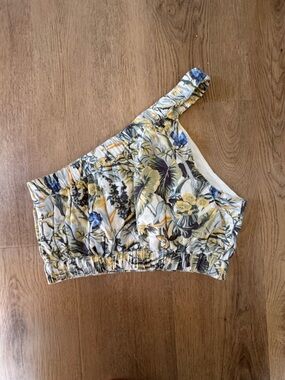 Abercrombie & Fitch Floral Asymmetrical linen top